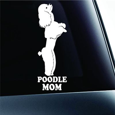 #2 Poodle Mom Symbol Decal Paw Print Dog Puppy Pet Family Breed Love Car Truck Sticker Window (White)
