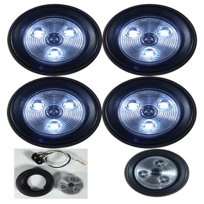 LONG HAUL Clear/White LED 2" Round Reverse Marker Light | Trailer RV 12V LED Lights | 4 Pack