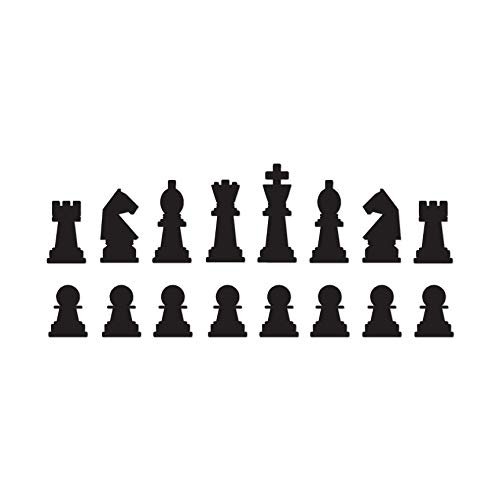 16 Chess Set - Vinyl Decal Sticker - 12" x 5" - Black