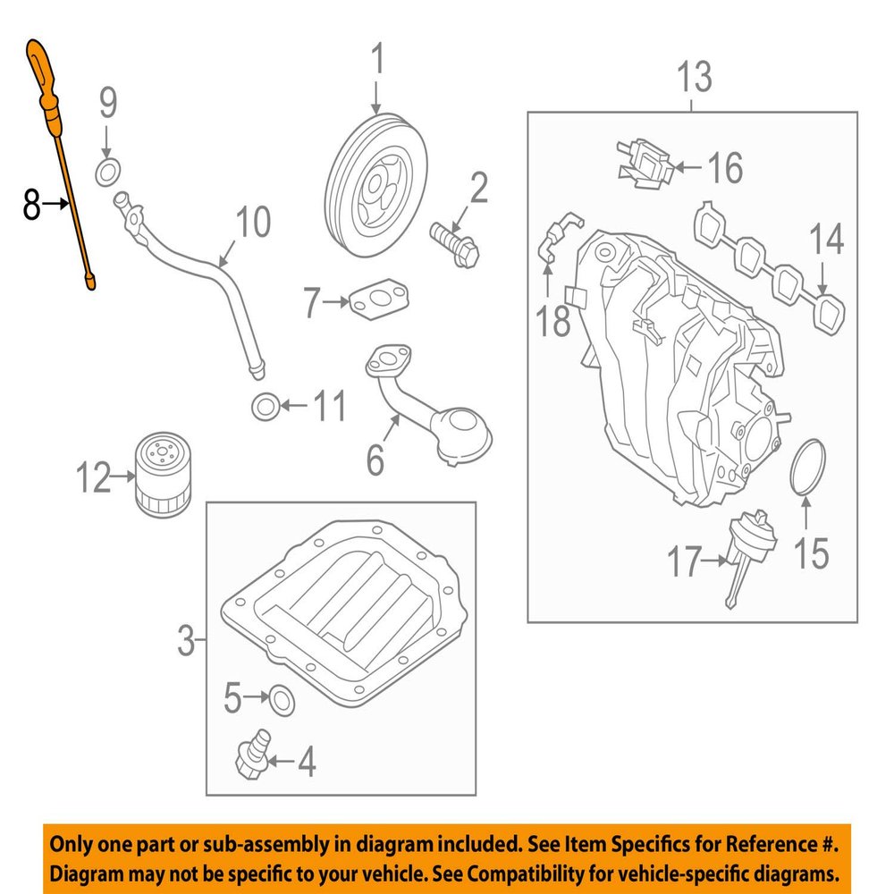 Kia OEM New Engine Oil Level Dipstick 2012 2013 2014 Compatible Soul Rio 26611-2B610