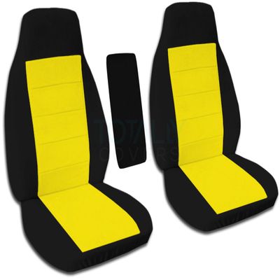 Totally Covers Compatible with 1991-1997 Ford Ranger/Explorer 4-Door & Mazda B-Series Two-Tone Truck/SUV Bucket Seat Covers with Center Armrest Cover: Black and Yellow (21 Colors)