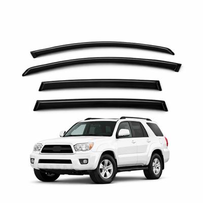 Outside Mount Car Window Rain Guards Compatible with Toyota 4Runner 2003-2009 | Tape-On | Rain Shields Window Visor Window Deflectors | Dark Smoke, 4 Pcs Set, WV2M-409