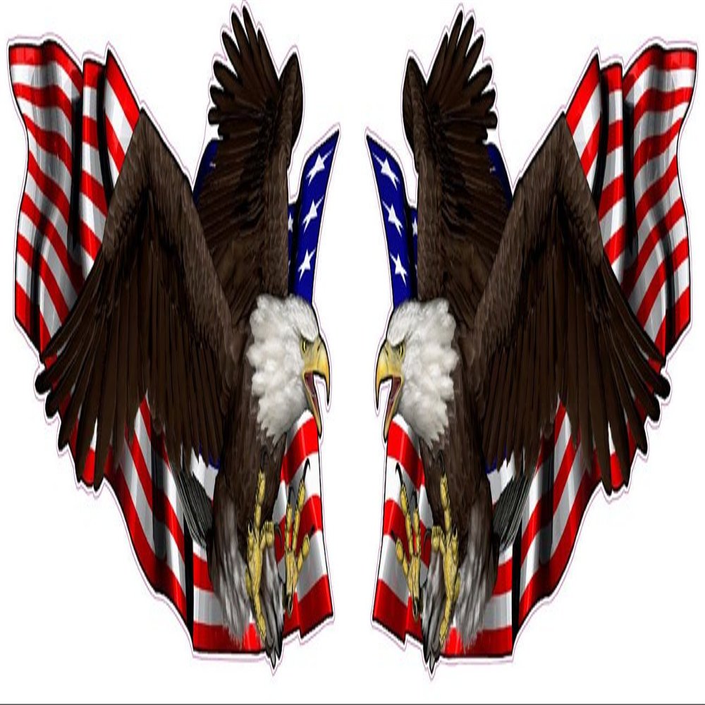 United States Flag with Soaring Eagle Left and Right Decal 6" Each in The United States