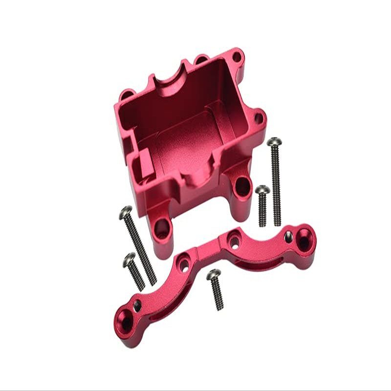 GPM For Tamiya TT-01 Upgrade Parts Aluminum Front Damper Plate With Gear Box & Screws - 2Pcs Set Red