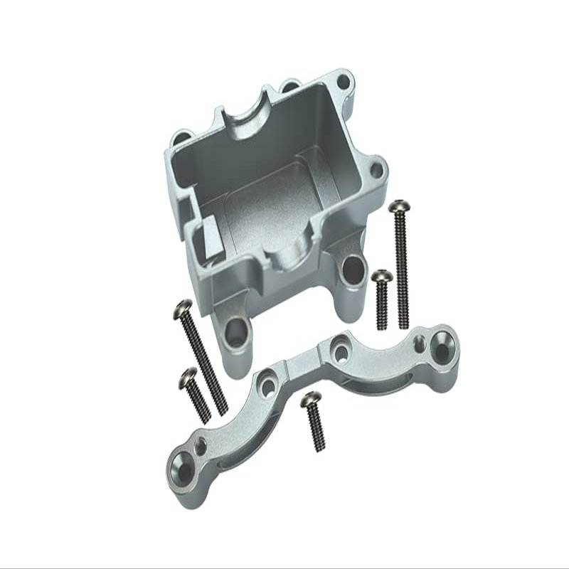 TT-01 Upgrade Parts Aluminum Front Damper Plate With Gear Box & Screws - 2Pcs Set Silver