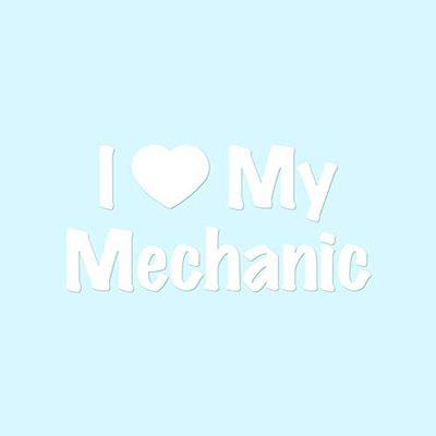 I Love My Mechanic Heart - Vinyl Decal Sticker - 12" x 5.75" - White