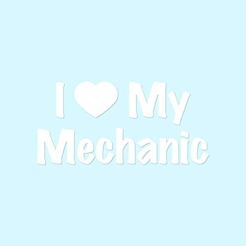 I Love My Mechanic Heart - Vinyl Decal Sticker - 12" x 5.75" - White