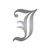 Old English Font J Initial - Vinyl Decal Sticker - 4.25" x 5.75" - Silver view 1