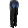 Milwaukee Leather SH1182 Women's Black with Purple Textile Motorcycle Riding Chaps with Tribal Embroidery - 2X-Large view 1