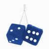 Zone Tech Blue 3" Square Hanging Dice-Soft Fuzzy Decorative Vehicle Hanging Mirror Dice with White Dots - Pair view 1