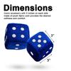 Zone Tech Blue 3" Square Hanging Dice-Soft Fuzzy Decorative Vehicle Hanging Mirror Dice with White Dots - Pair view 3