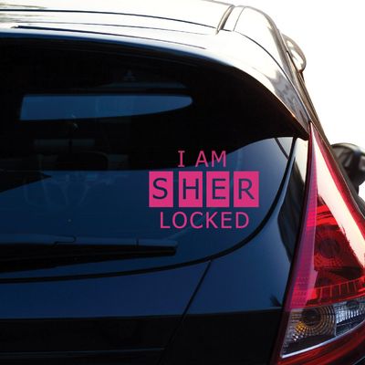 Yoonek Graphics I Am Sher Lock Decal Sticker. SKU 486 (4" x 5.7" (HxW), Pink)