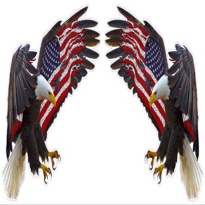 American Eagle American Flag X Large Pair Decals 24" Each \