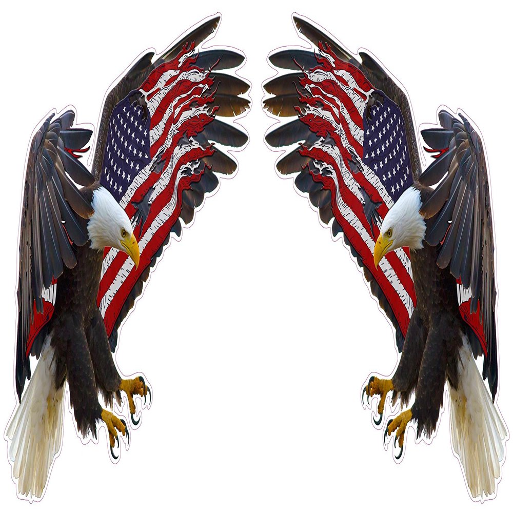 American Eagle American Flag X Large Pair Decals 24" Each \