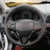 Loncky Black Genuine Leather Custom Fit Hand Stitched OEM Car Steering Wheel Cover for 2015 2016 Honda Fit / 2016 Honda HRV HR-V Interior Accessories DIY view 2