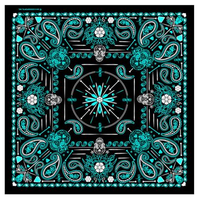 Hot Leathers womens Motorcycle bandannas, Black/Turquiose, 21 Inch x Inch US