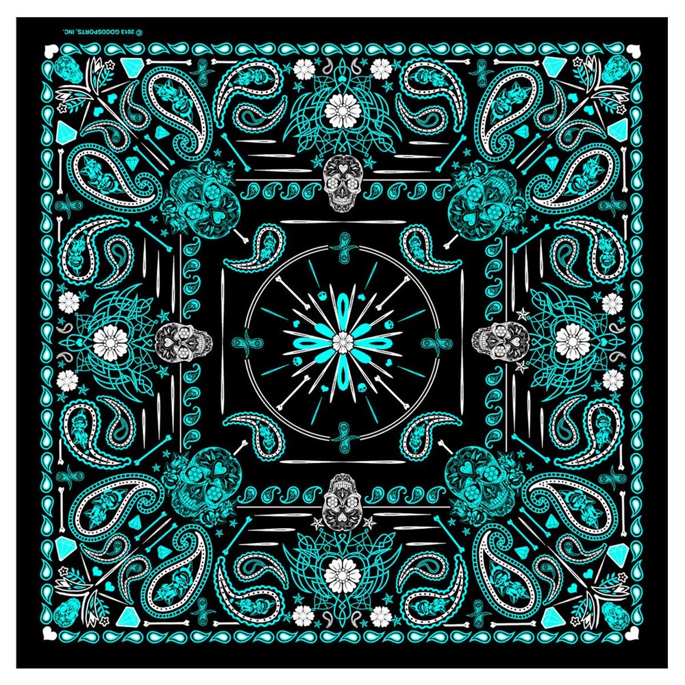 Hot Leathers womens Motorcycle bandannas, Black/Turquiose, 21 Inch x Inch US