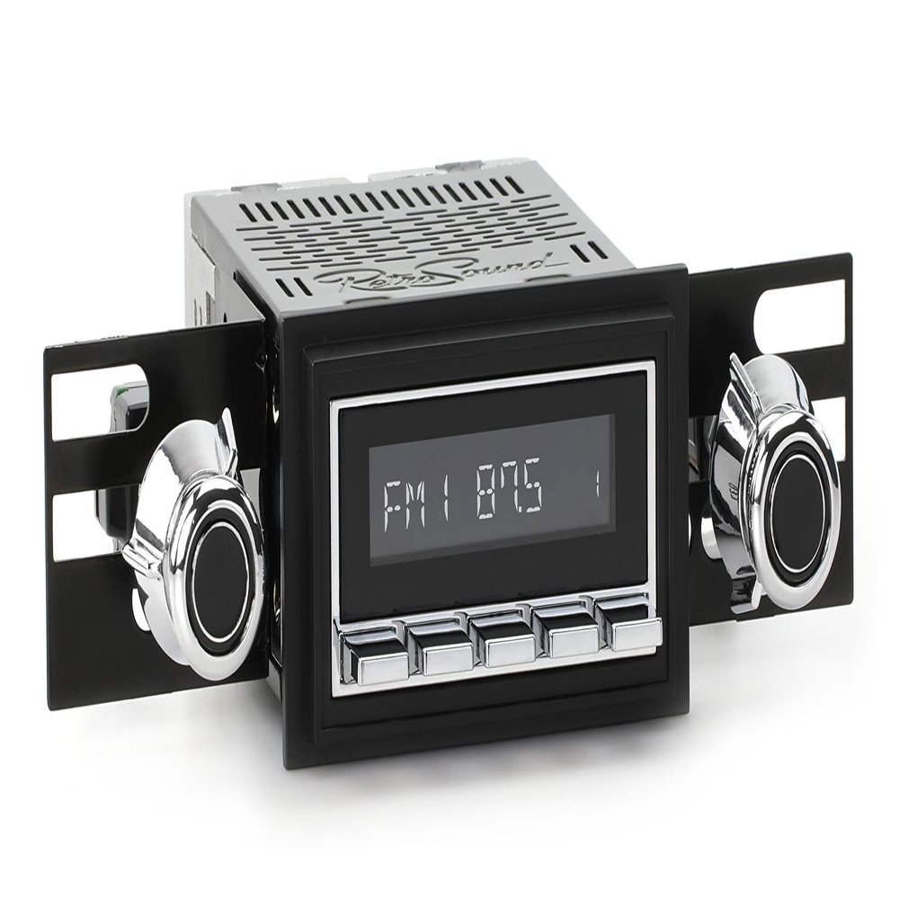 RetroSound HC-226-55-75 Hermosa Direct-Fit Radio for Classic Vehicles (Chrome Face and Buttons, Black Bezel)