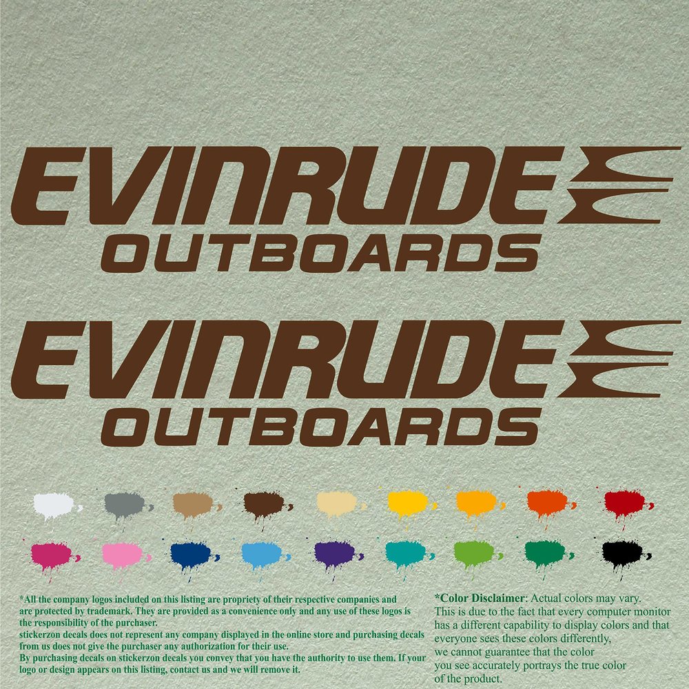 Pair of Evinrude Compatible Replacement Outboards Decals Vinyl Stickers Boat Outboard Motor Set of 2 (24 inch, Brown 080)