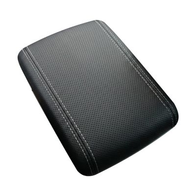 RedlineGoods armrest Cover Compatible with Ford Mustang 2015-23. Tailor Made - not Universal. Genuine top-Grade Italian Black Perforated Leather with Silver Thread