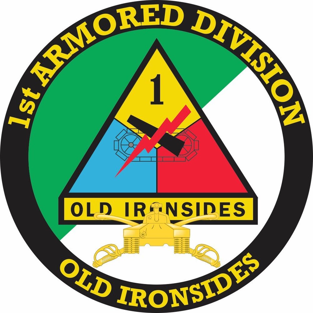 1st Armored Division with Armor Insignia 5.5 Inch Decal (2 Pack)