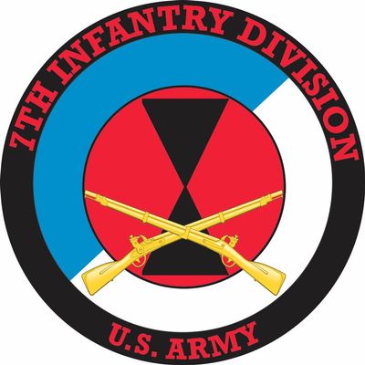 7th Infantry Division with Crossed Rifles 3.8 Inch Decal