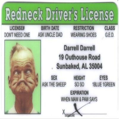 Ruksikhao Redneck Fun Fake ID License