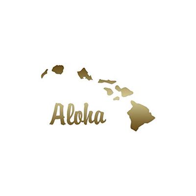 Aloha Hawaiian Island - Vinyl Decal Sticker - 6.45" x 3.75" - Gold
