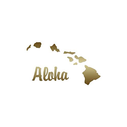 Aloha Hawaiian Island - Vinyl Decal Sticker - 6.45" x 3.75" - Gold