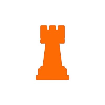 Decorative Decal - Chess Piece Castle Rook 3.5" x 5.75" - Orange - Vinyl Sticker