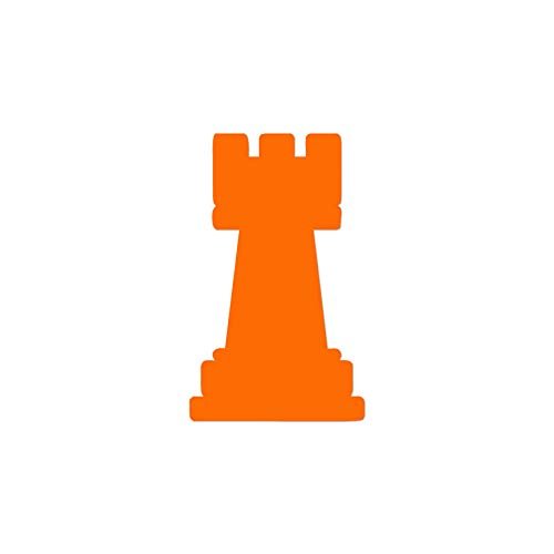 Decorative Decal - Chess Piece Castle Rook 3.5" x 5.75" - Orange - Vinyl Sticker