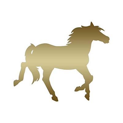 Pony Art Horse Mustang - Vinyl Decal Sticker - 4.5" x 3.75" - Gold
