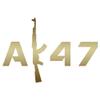 AK 47 Gun Text - Vinyl Decal Sticker - 5.5" x 3.75" - Gold view 1