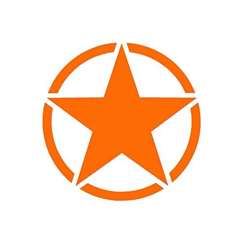 Decorative Decal - Army Star 3.75" x 3.75" - Orange - Vinyl Sticker