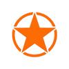 Decorative Decal - Army Star 3.75" x 3.75" - Orange - Vinyl Sticker view 1