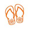 Tropical Hibiscus Flip Flops - Vinyl Decal Sticker - 3.75" x 4.15" - Orange view 1