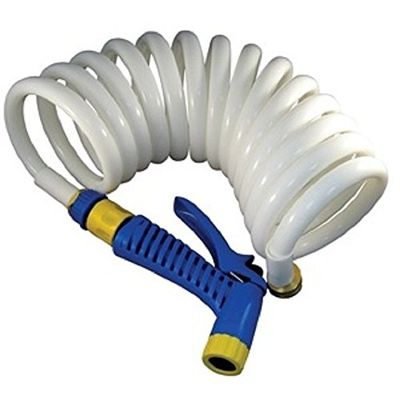 Marpac New Marine Boat Coiled Washdown Hose with Nozzle 1/2 x 25
