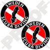 SWEDEN SCUBA DIVING Flag-Swedish Map Shape 75mm (3") Circular Vinyl Bumper Stickers, Decals x2 view 1