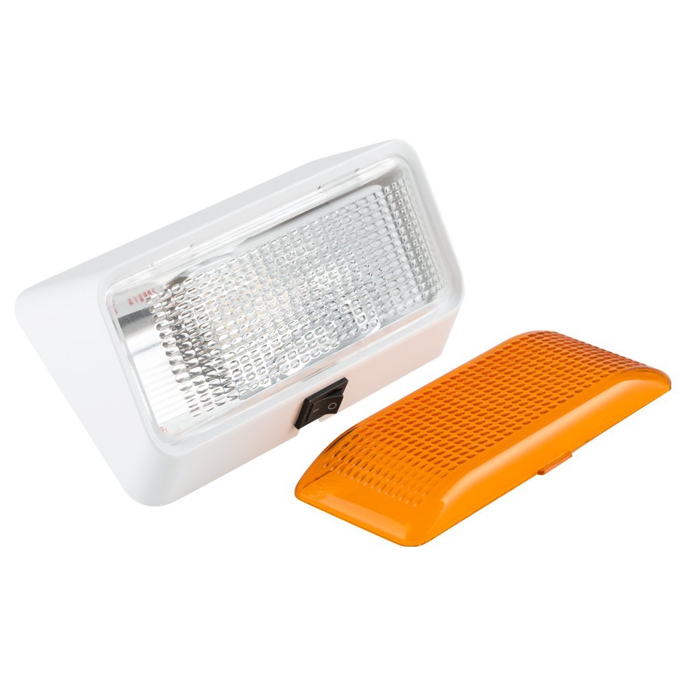Lumitronics 12V LED Exterior Outdoor Porch Light with On/Off Switch, Removable Clear & Amber Lenses Perfect Outside Replacement Lights for RVs, Motorhomes, Campers, 5th Wheels, Trailers (White)