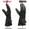 Milwaukee Leather Men's Gauntlet Motorcycle Hand Gloves-Black Leather Thermal Lined with Conchos on Cuff- SH238 - X-Small view 2