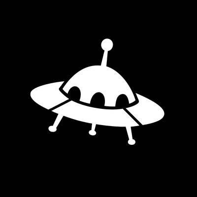 Alien Spaceship Silhouette 6" Vinyl Sticker Car Decal (6" White)