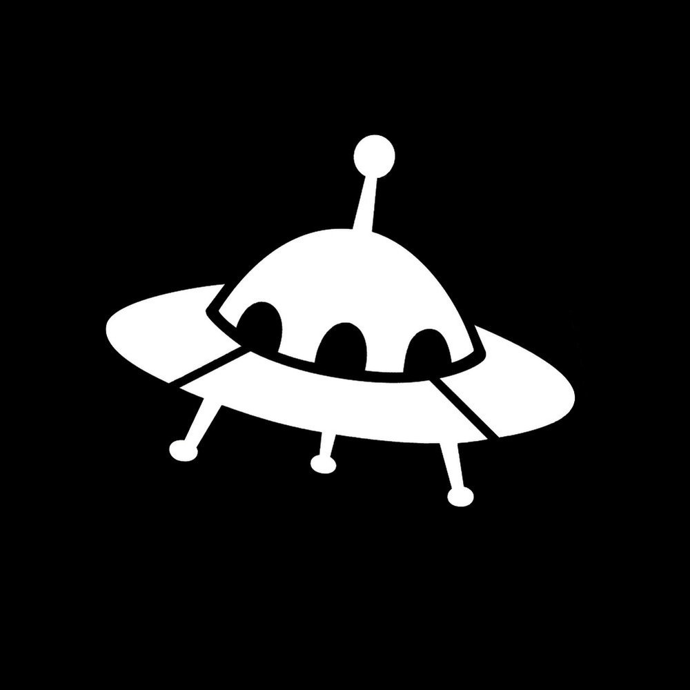 Alien Spaceship Silhouette 6" Vinyl Sticker Car Decal (6" White)