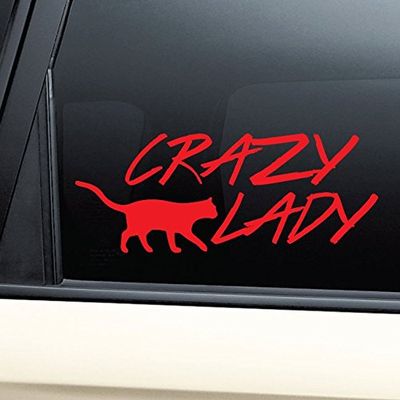 Nashville Decals Crazy Cat Lady Vinyl Decal Laptop Car Truck Bumper Window Sticker - Red