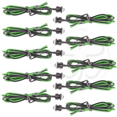 Green 10x 5mm LED Diode Mounting Shroud resistor Motorcycle Turn Signal Accent