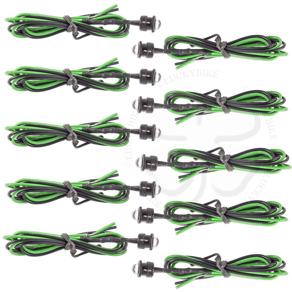 Green 10x 5mm LED Diode Mounting Shroud resistor Motorcycle Turn Signal Accent