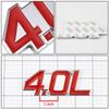 Auto Dynasty Metal Emblem Decal Logo Trim Badge 4.0L (Red Letter, Silver Background) view 2