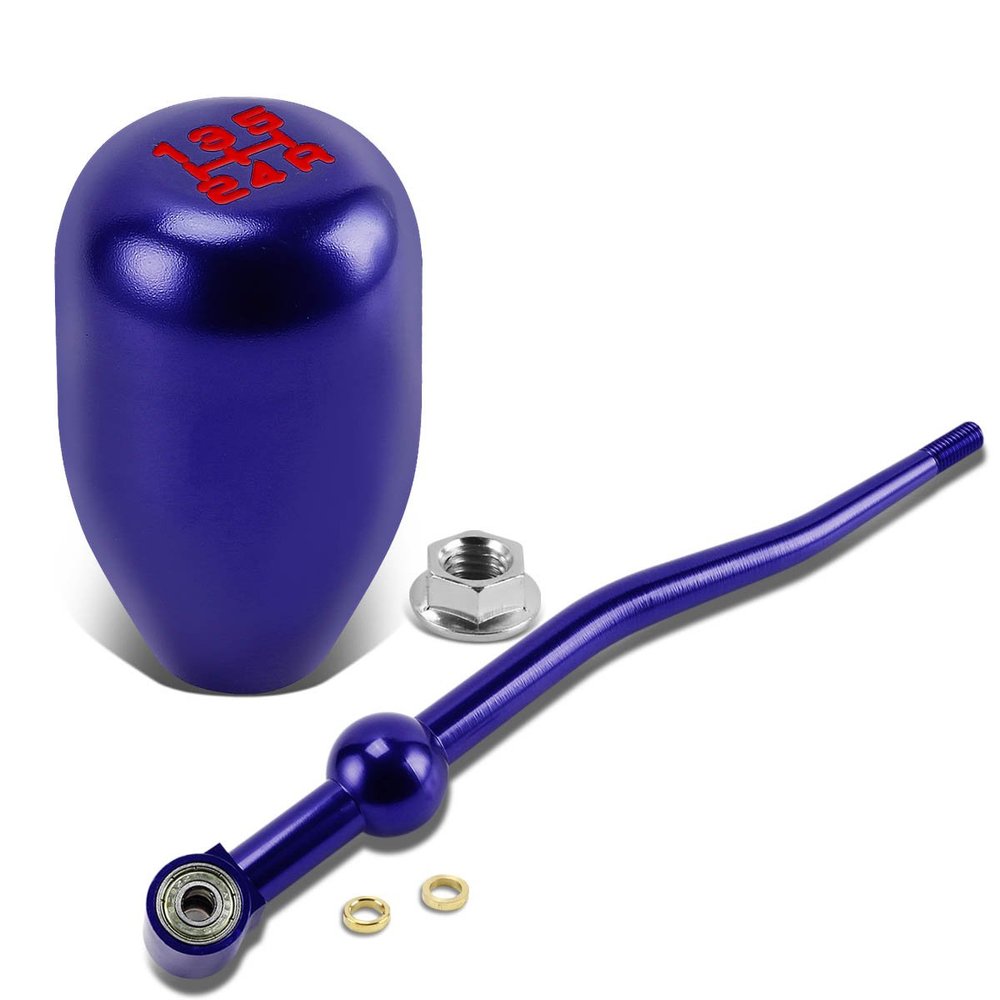 Auto Dynasty Compatible with Civic/Del Sol/CRX/Integra Double Bend Short Throw Shifter+5-Speed Gear Knob (Blue)