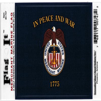 Merchant Marine Flag Outside Car Decal Sticker [3.5x5" - Navy Blue]