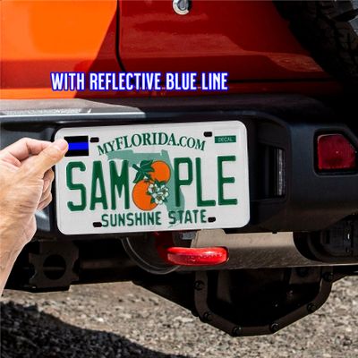 6 Pack Thin Blue Line Vinyl Decal License Tag Sticker (F15) | Waterproof and Reflective | Easy to Apply on Metal, Car, Truck, Motorcycle, Trailer | Support Cops and Law Enforcement 1" Inch