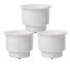 Amarine Made 3Pcs Recessed Drop in Plastic Can and Drink Holder with Drain for Boat, Car and Marine, White view 1